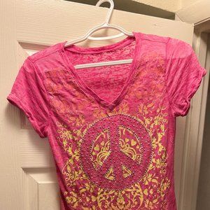 Pink peace sign Justice shirt kids' size 14